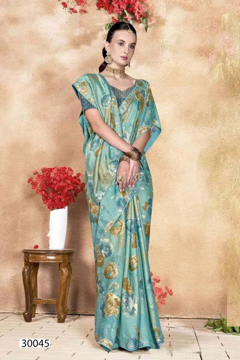 Elisha By Vallabhi Brasso Floral Printed Sarees Wholesale Price In Surat